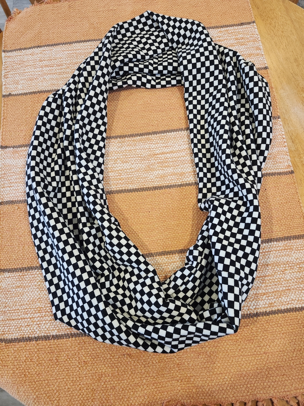Black and White Checker Infinity Scarf - Women Accessories - Cashmere